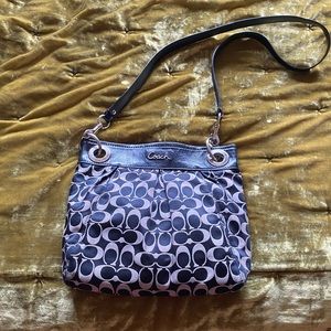 Coach Canvas Logo Crossbody Bag w Leather Details